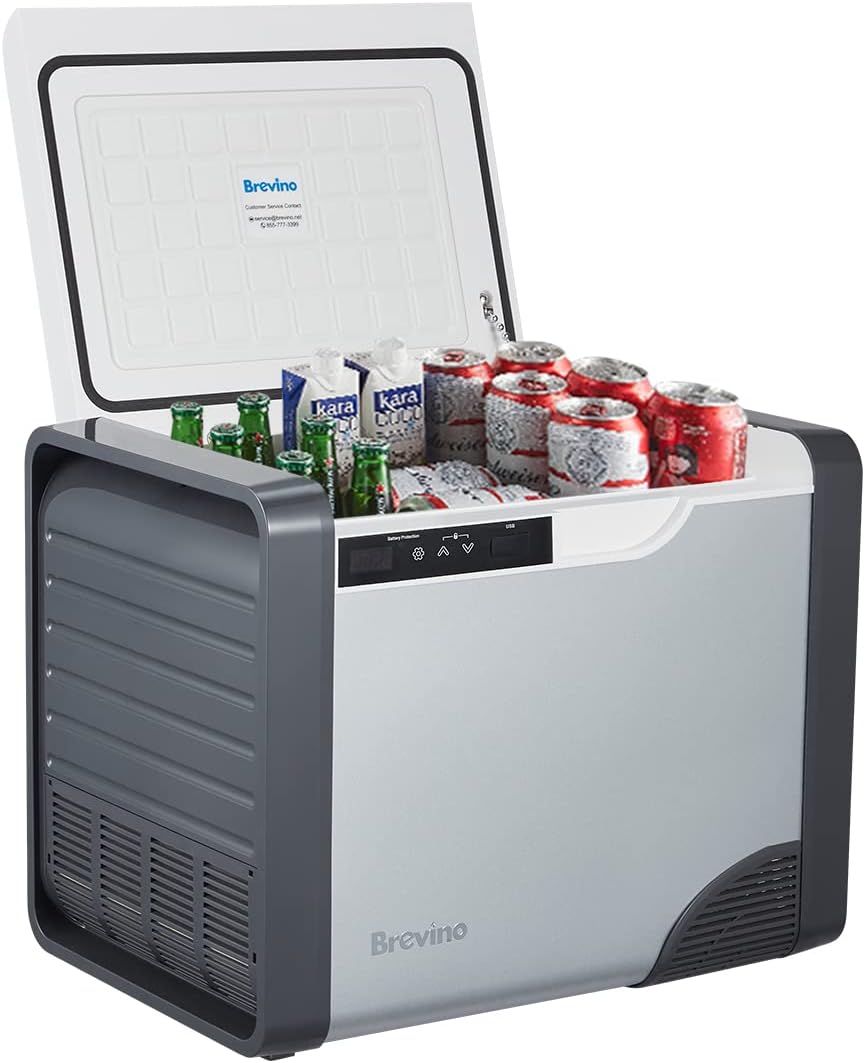 Portable Camper Refrigerator 12 Volt Electric Cooler 21 Quart Mini fridge for Car and RV,Portable Freezer (-4℉~68℉) for Travel Plug in Car Cooler, Work on 12/24V DC & 100/240V AC