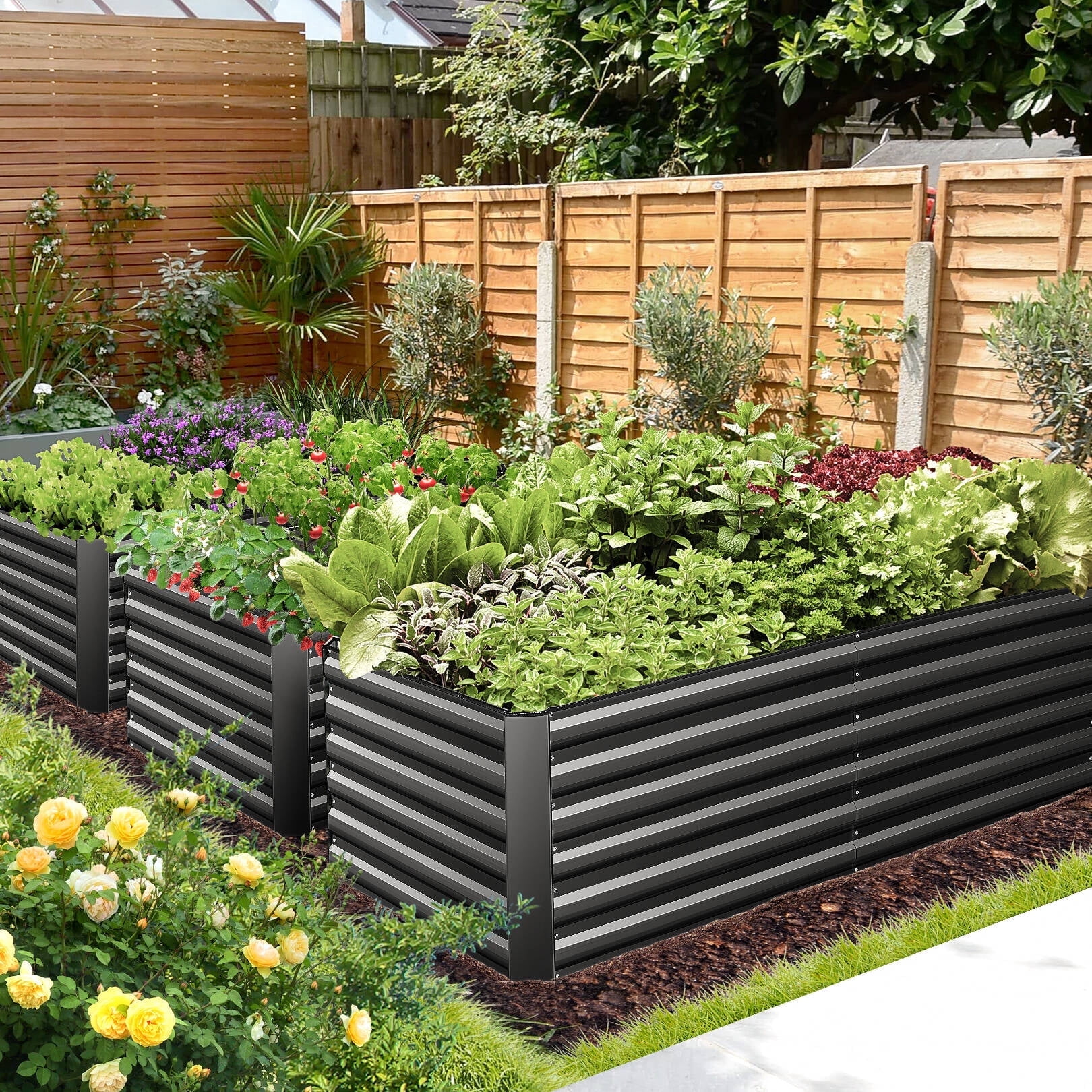 SEJOV Galvanized Raised Garden Beds 6ftx3ftx2ft Large Metal Garden Beds Galvanized Steel Planter Box for Vegetables Flowers Herbs - Curated Treasures Market