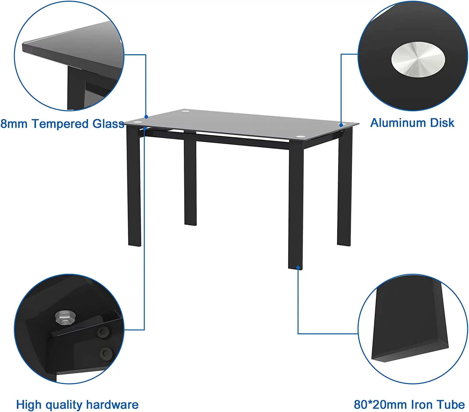 5 Piece Dining Table Set for 4,Kitchen Table and Chairs for 4, Dining Room Table Set with PU Leather Chairs,Small Dining Set for Small Spaces,Black