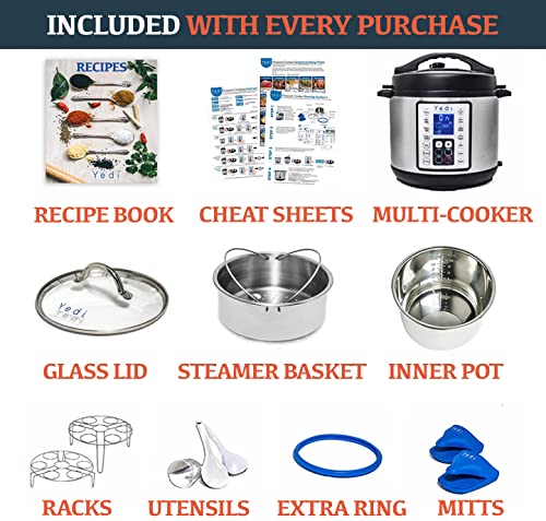 Total Package Pressure Cooker, 9-in-1 Digital Screen, with Endless Recipes, and Deluxe Accessory Kit by Yedi Houseware (6 QT)