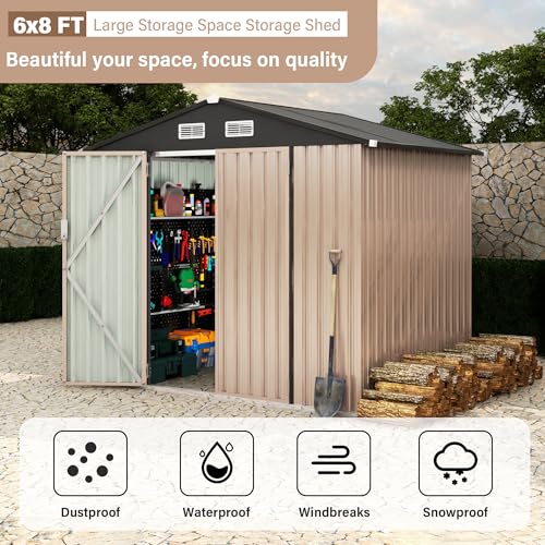 All-Weather Resin Shed with Window, Outdoor Plastic Garden Shed with Lockable Door and Vents, Outdoor Resin Storage Sheds for Tool, Bike, Backyard, Patio