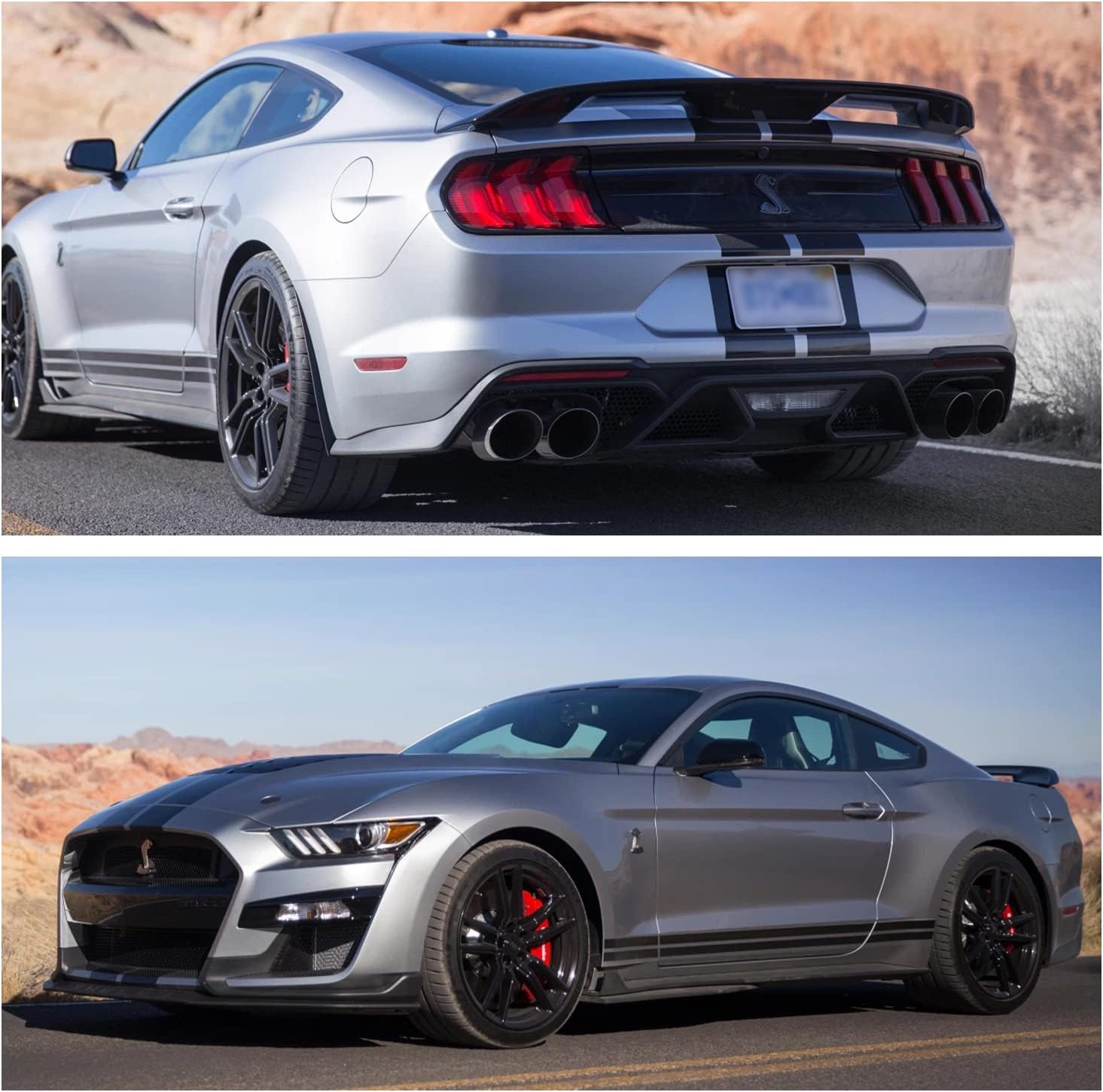 RoyalParts Rear Spoiler Wing Compatible with 2015-2020 2 Door Ford Mustang GT350 GT500 Style Trunk Spoiler( Glossy Black)