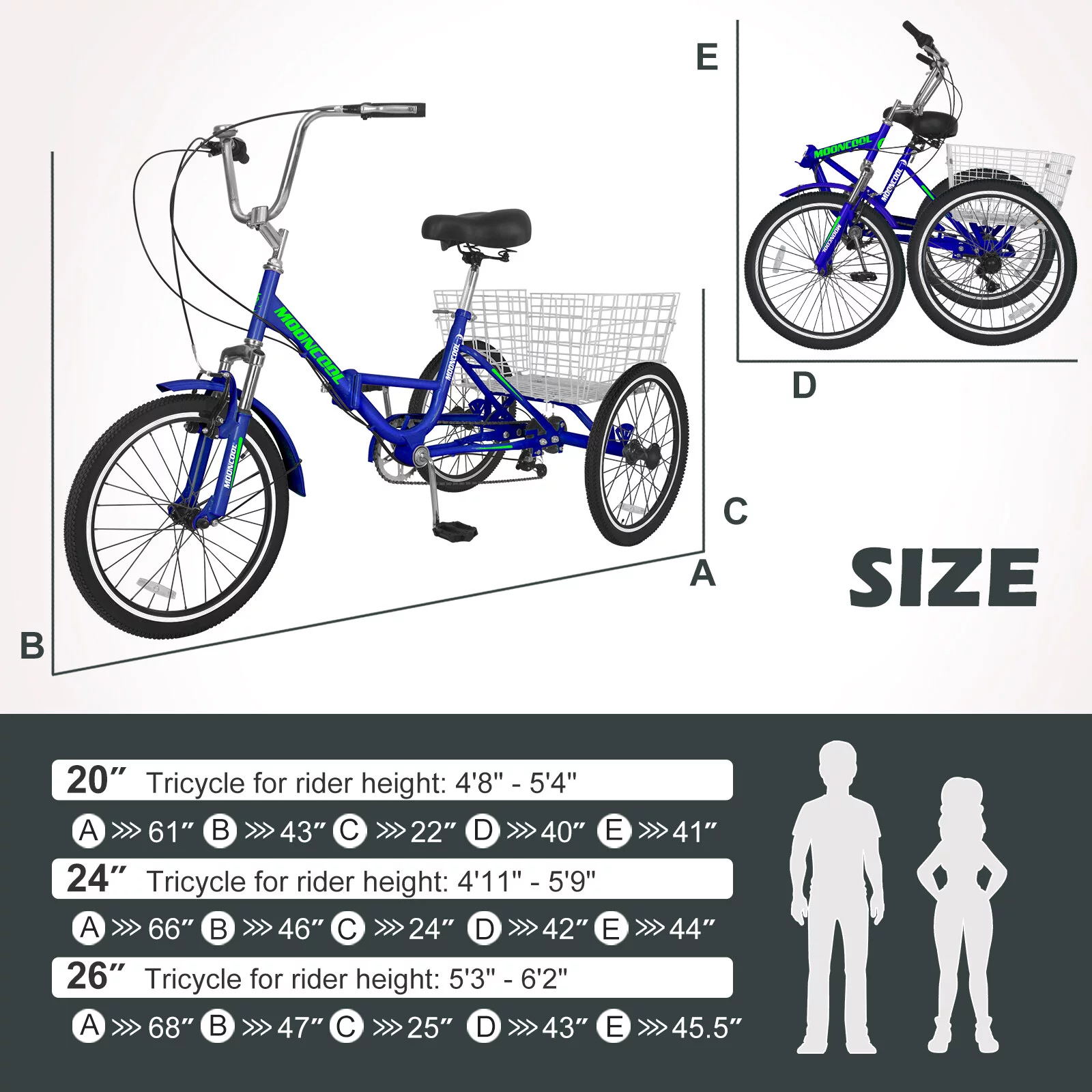Docred Adult Folding Tricycles, 7 Speed Folding Adult Trikes, 24 inch 3 Wheels Bikes with Low Step-Through, Large Basket, Foldable Tricycle for Adults, Women, Men, Seniors - Curated Treasures Market