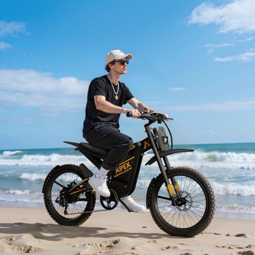 Electric-Dirt-Bike for Adults with Peak-3000W Brushless Motor and 48V 30AH Battery Max 40MPH and 80Miles, Adult Electric-Mountain-E-Bike Motorcycle with Fat Tire for Snow, Sand and Commuting