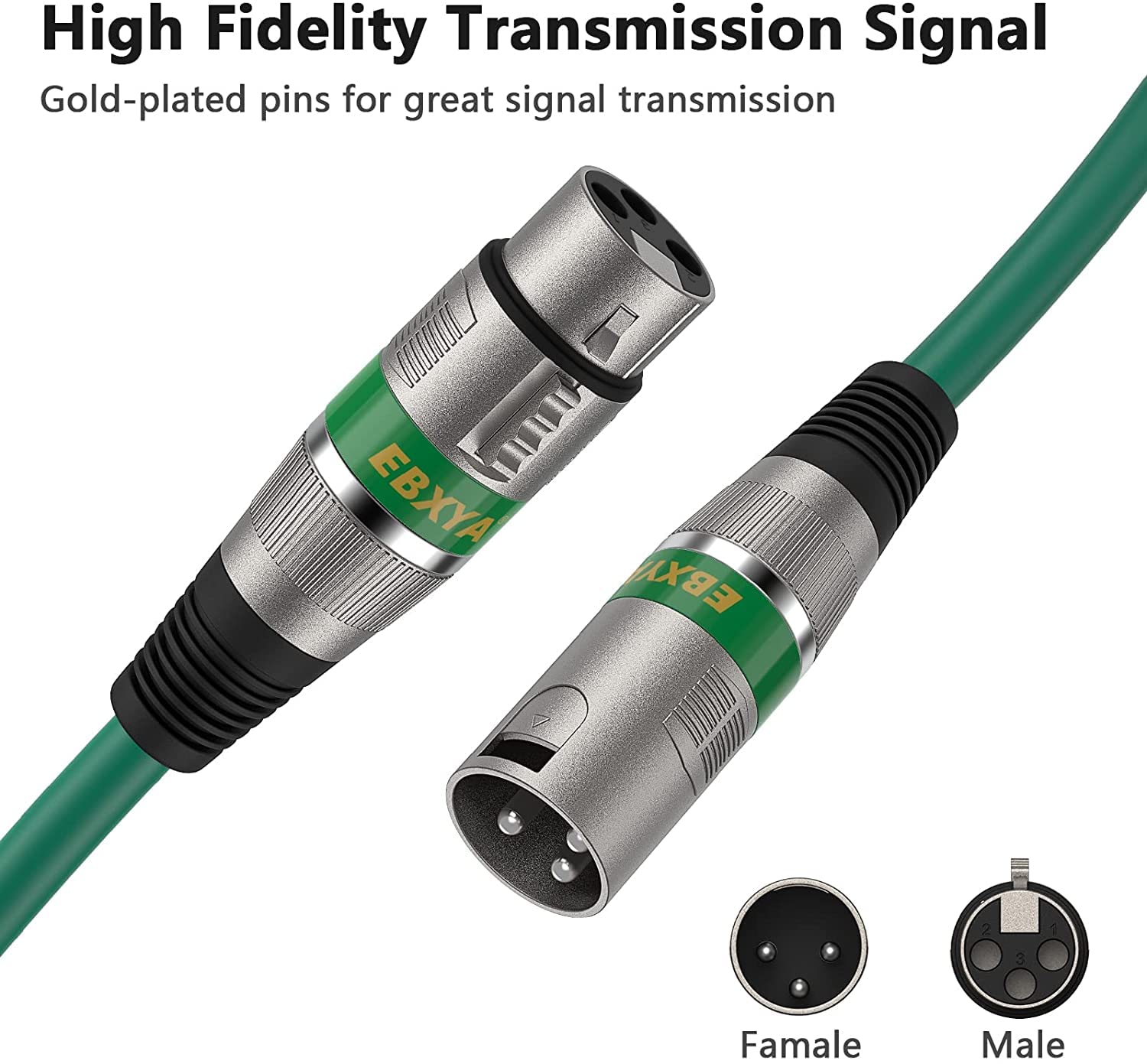 EBXYA XLR Cable - Balanced DMX Cable Microphone Patch Cable Cords 50 Feet, Green