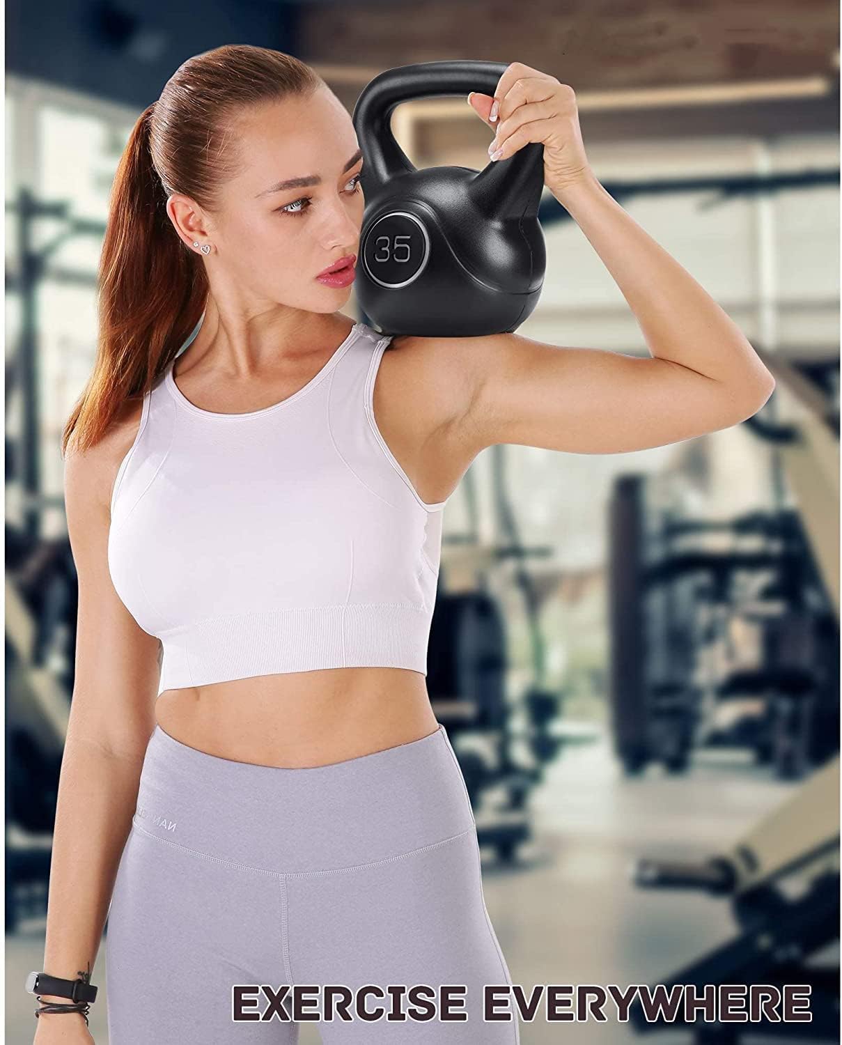 Kettlebell, 35lb Strength Training Kettlebell with HDPE Handle Workout Equipment Professional Olympic for Core Conditioning Weightlift Fitness Home Gym Pack of 2