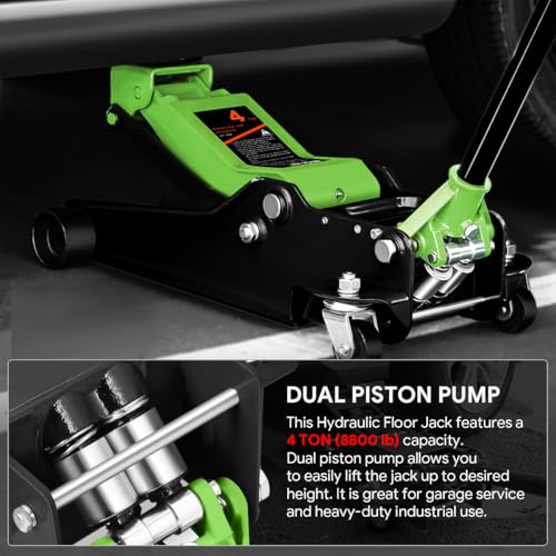 DNA MOTORING Floor Jack 3 Ton (6000 lbs) Capacity, Fast Lift Service Jack Low Profile Steel Heavy Duty Hydraulic Car Jack, Lifting Range 3"-20", Black, TOOLS-00475-BK