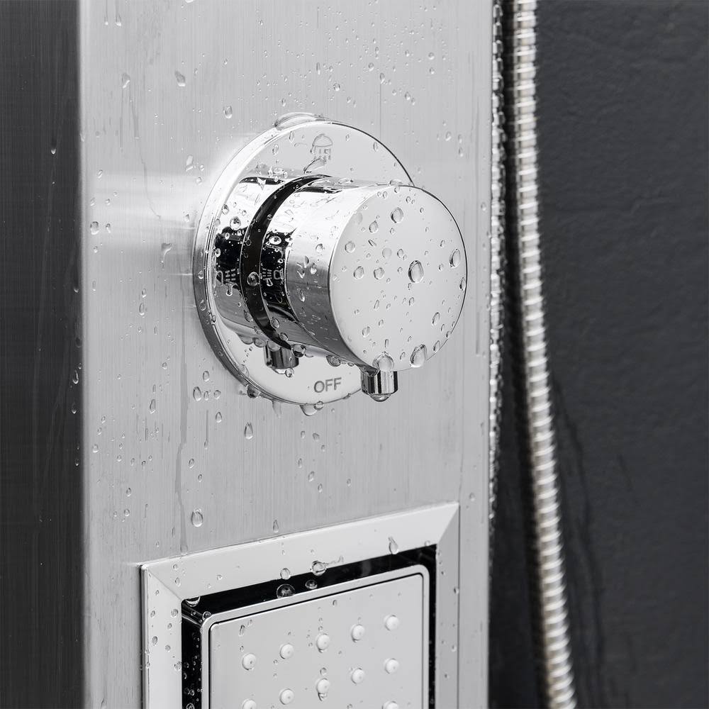 AKDY SP0024 39x22 2-Jet Easy Connect Shower Panel System in Stainless Steel with Rainfall Shower Head and Handheld Shower Wand