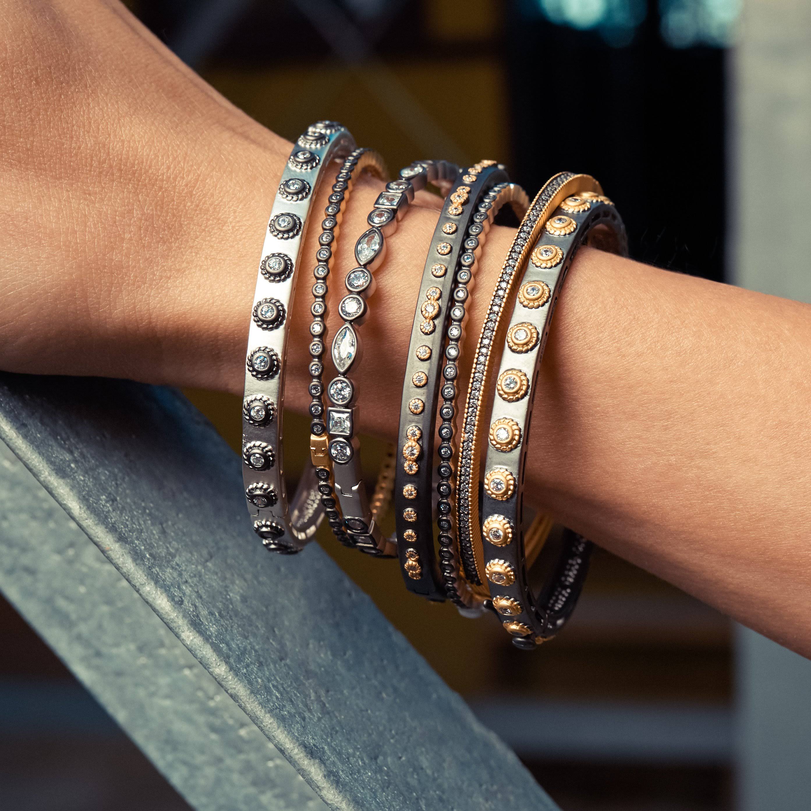 Freida Rothman - Signature Studded Eternity Hinge Bangle