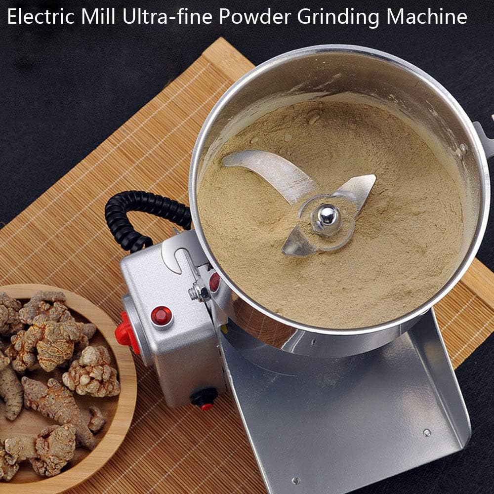700G Commercial Electric Stainless Steel Grain Grinder Mill Grain Grinder Mill Flour Powder Machine High-Speed Swing Type Grain Spice Nut Energy Saving Grinding