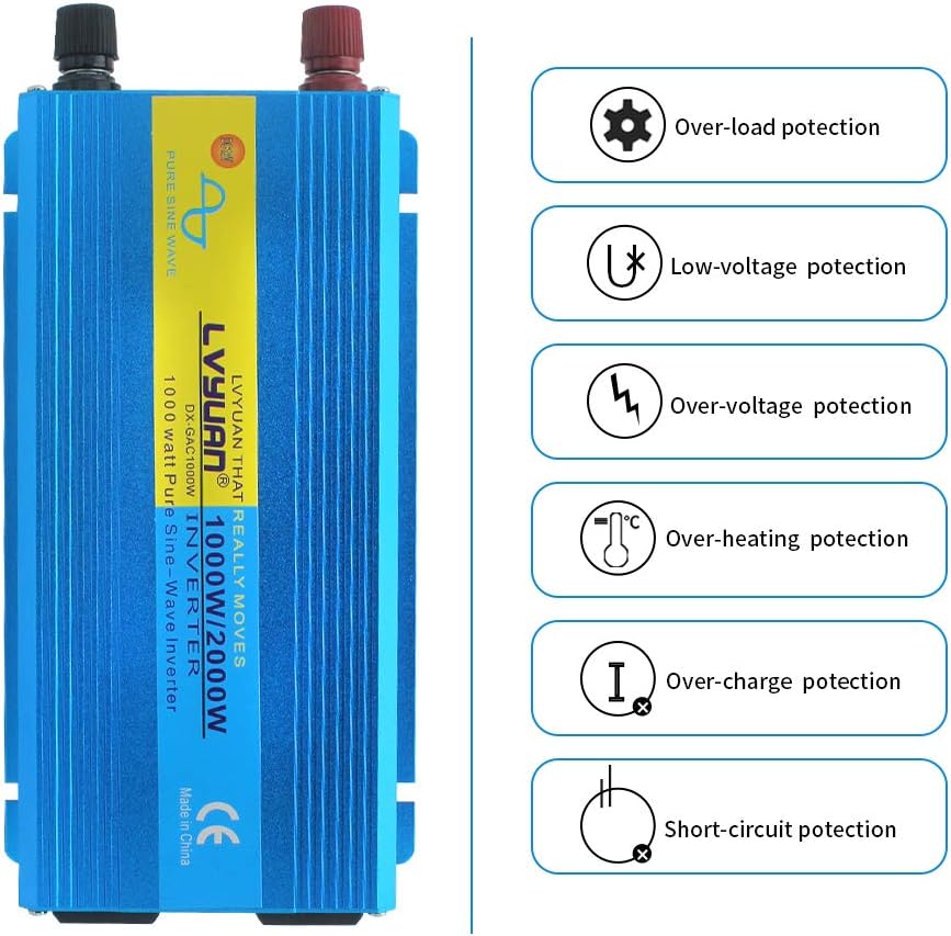 Cantonape Pure Sine Wave Inverter 4000W Power Inverter 24V to 110V DC to AC with LED Display Remote Controller for Truck RV Home Solar System