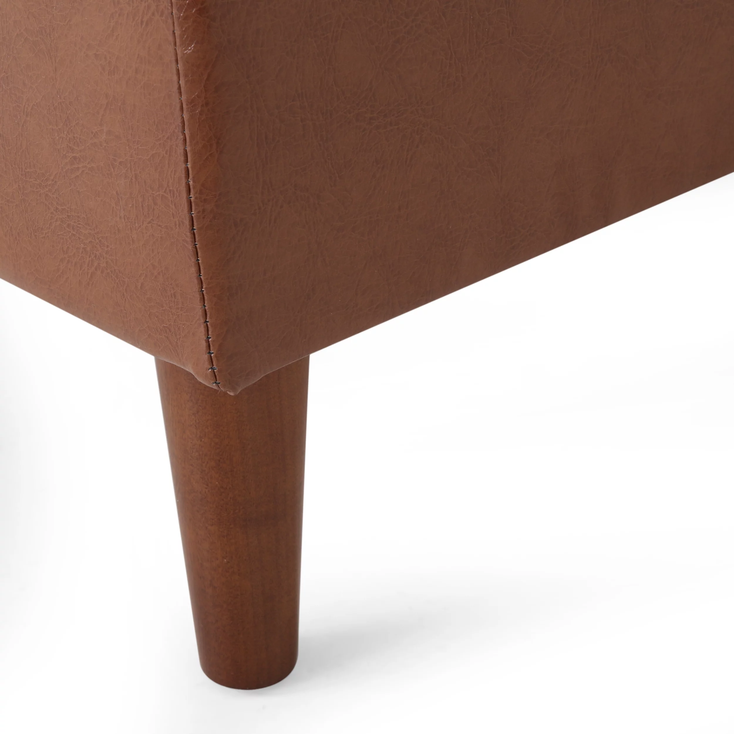 GDF Studio Hixon Contemporary Faux Leather Tufted One Armed Chaise Lounge, Cognac Brown and Espresso