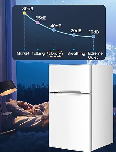 NAFORT Compact Refrigerator, 3.2 cu ft. Unit 2-Door Mini Freezer Cooler Fridge, Grey/White