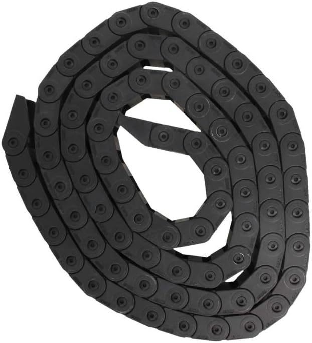 Fielect Drag Chain Cable Carrier Open Type with End Connectors R100 35X100mm 1 Meter Plastic for Electrical CNC Router Machines Black 1Pcs