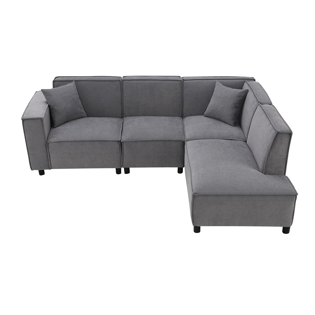 SENTERN 97*74" Modern Minimalist Style Sectional Sofa,L-shaped Couch Set with 2 Free pillows,5-seat Chenille Fabric Couch with Chaise Lounge for Living Room