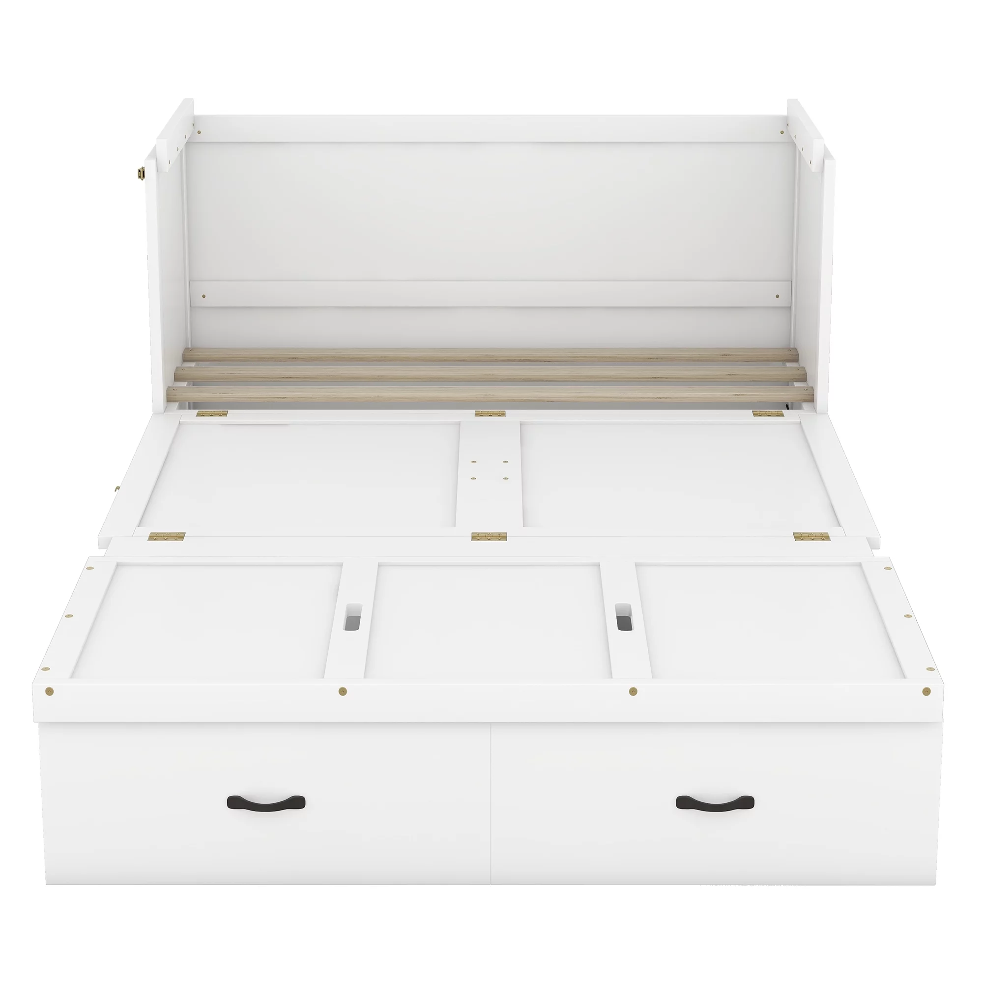 Bellemave Full Size Murphy Bed, Solid Wood Full Murphy Cabinet Bed with USB Port, Easy Fold Modern Murphy Beds with 2 Storage Drawers for Guest Room Home Office (Full,White)
