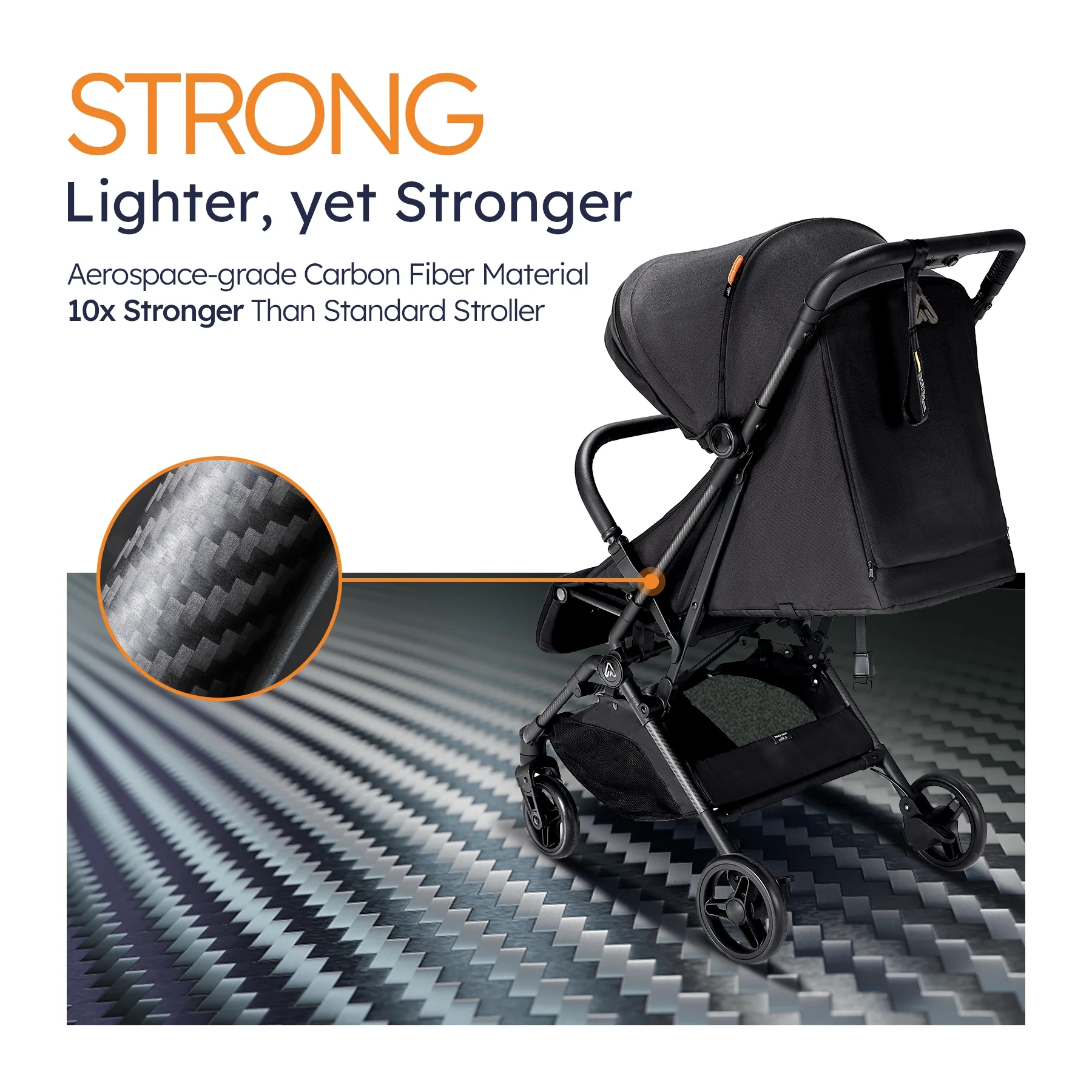 Mamazing Light Weight Baby Stroller, 11.5 lb Ultra Air Light Weight Foldable Carbon Fiber Baby Travel Compact Stroller for Plane