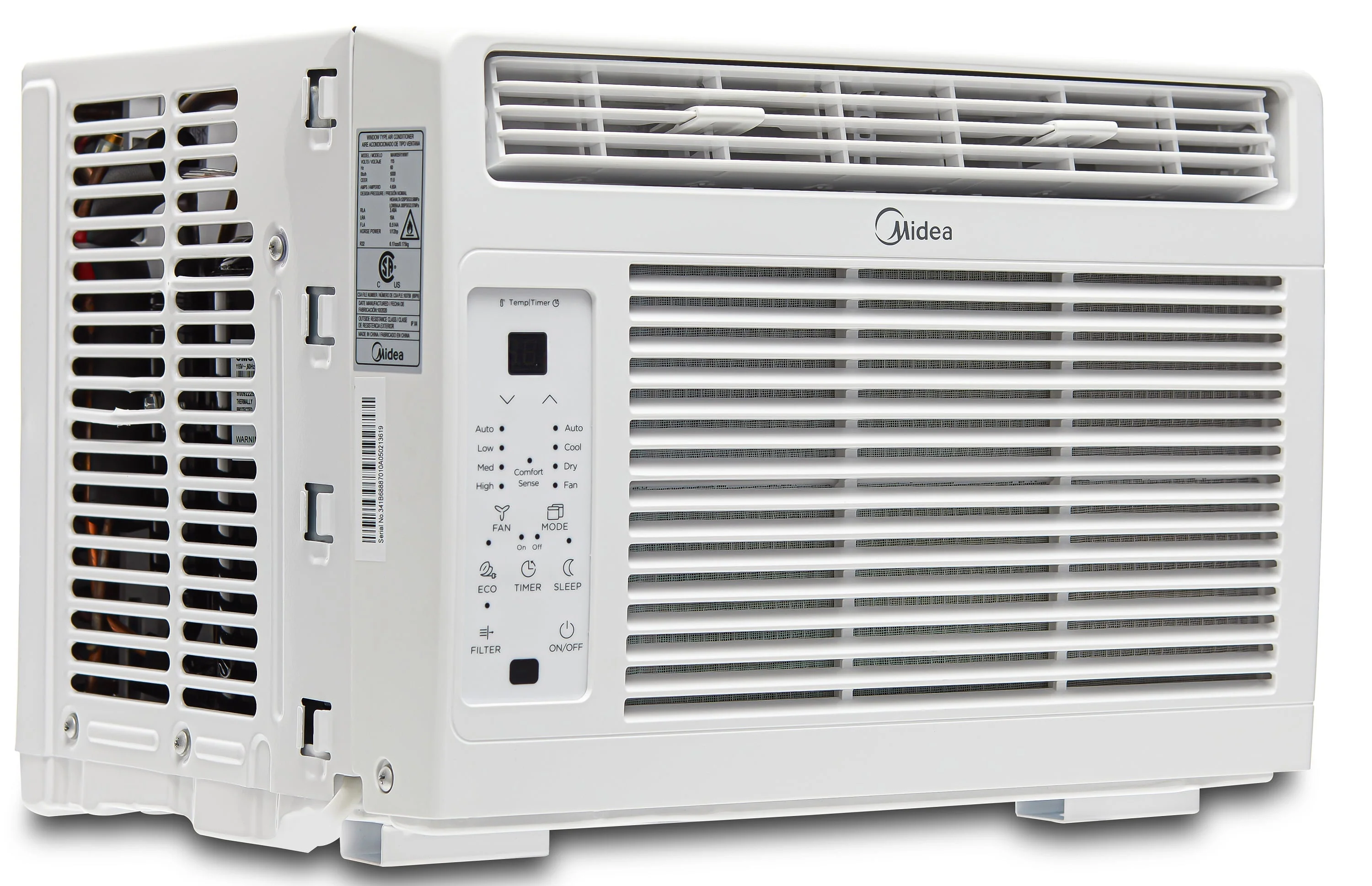 Midea 6,000 BTU 115V Window Air Conditioner with ComfortSense Remote, up to 250 sq ft Coverage Area, White, MAW06R1WWT