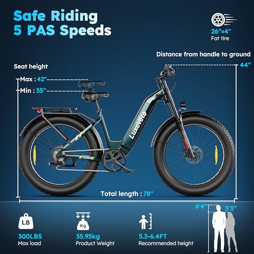 Pro Electric Bike for Adults, 26"x4" Fat Tire Mountain Ebike with Dual Hydraulic Brakes, 1000W Peak Motor, 624Wh Anti-thief Battery, Up to 65miles in PAS1, 7 Speed, UL2849 Certified