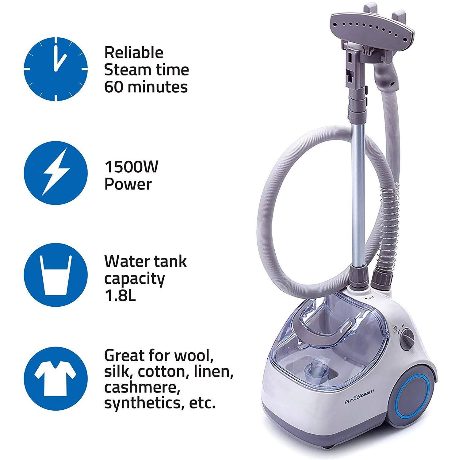 PurSteam Elite Garment Steamer Heavy Duty Powerful Fabric Steamer with Brush