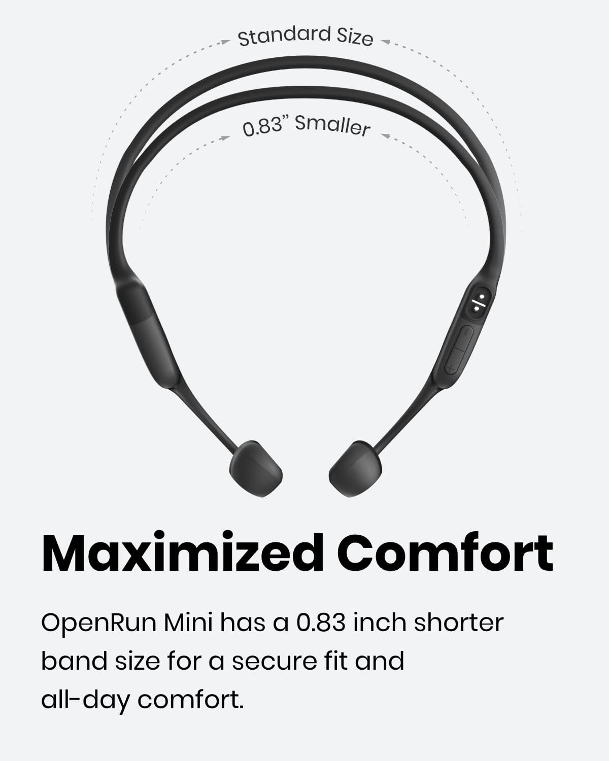 Shokz OpenRun Mini-Bone Conduction Open-Ear Bluetooth Sport Headphones - Waterproof Wireless Earphones for Workouts and Running - Built-in Mic, with Headband