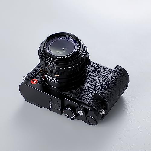 Camera Half Case for Leica Q3,SIUTATDSH Vintage Metal Genuine Leather Camera Protective Cases Stylish Portable Shockproof (BlackC)
