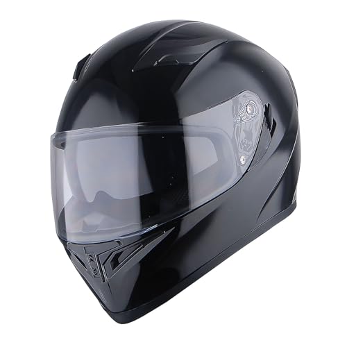 1Storm Motorcycle Full Face Dual Visor Helmet Bundle with Spoiler and Motorcycle Bluetooth Headset: HJK316 Matt Black