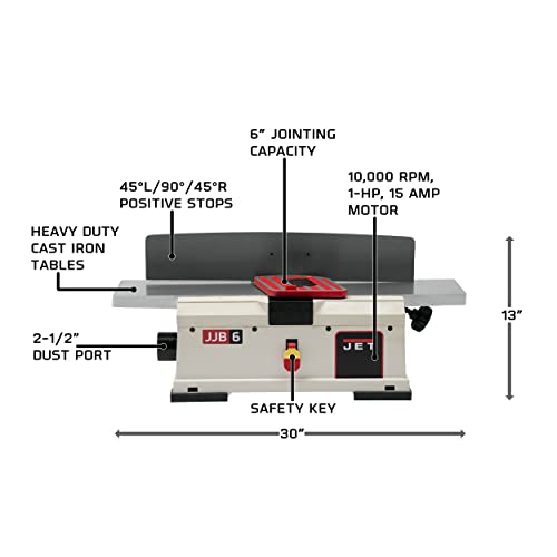 JET JWP-13BT, 13-Inch Helical-Style Benchtop Planer, 120V 1PH (722130)