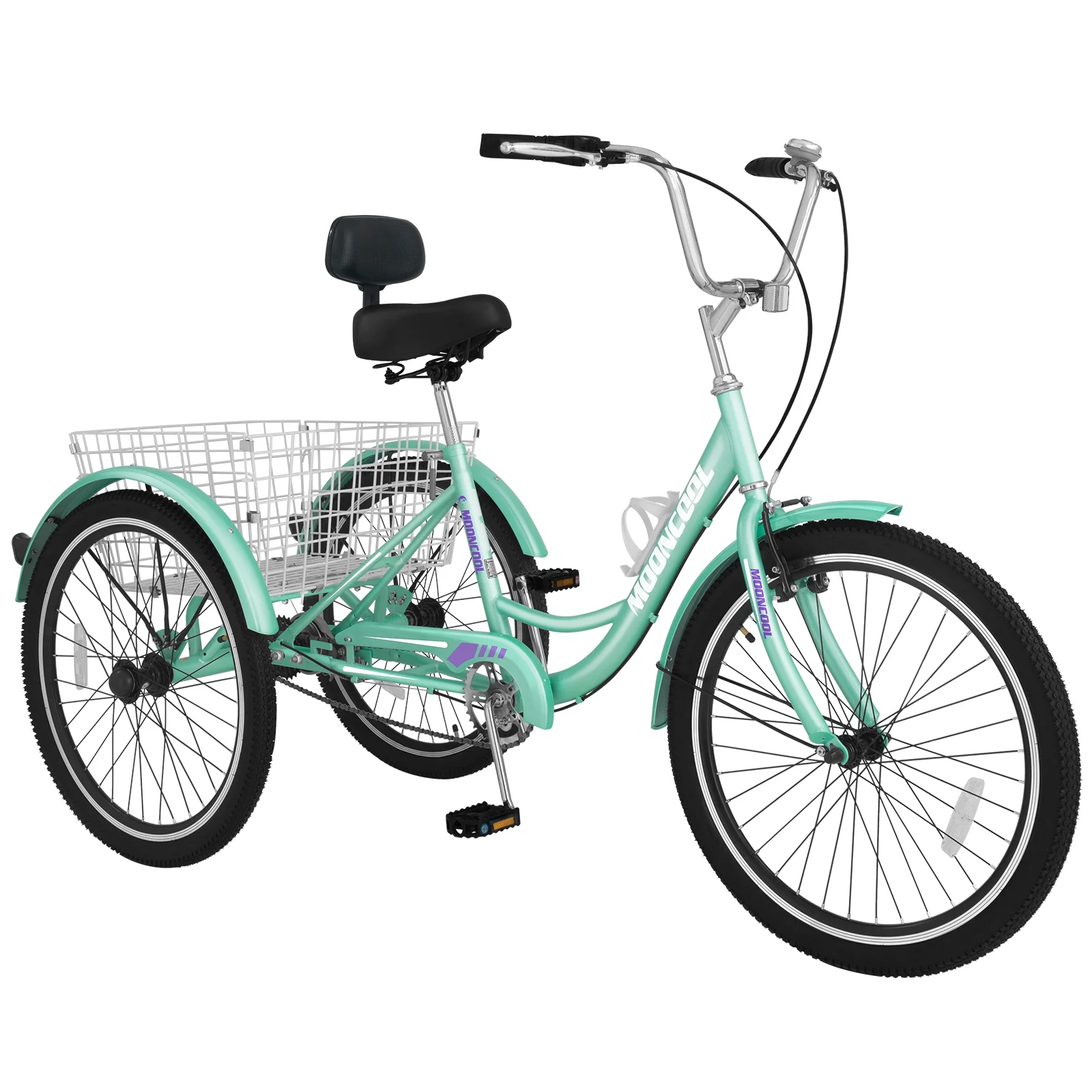 Lilypelle Adult Tricycles Single Speed 24 inch Three Wheel Bike Cruiser Trike with Low-Step Through Frame/Large Basket for Men, Women, Seniors