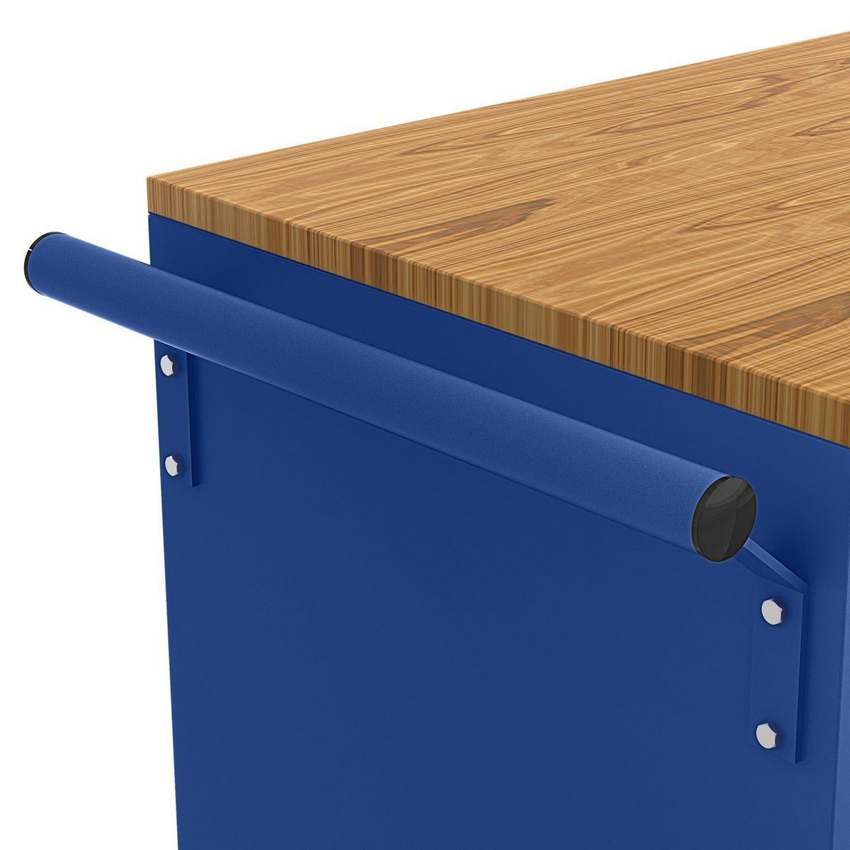 YUKON 46 in. Mobile Workbench with Solid Wood Top, Red