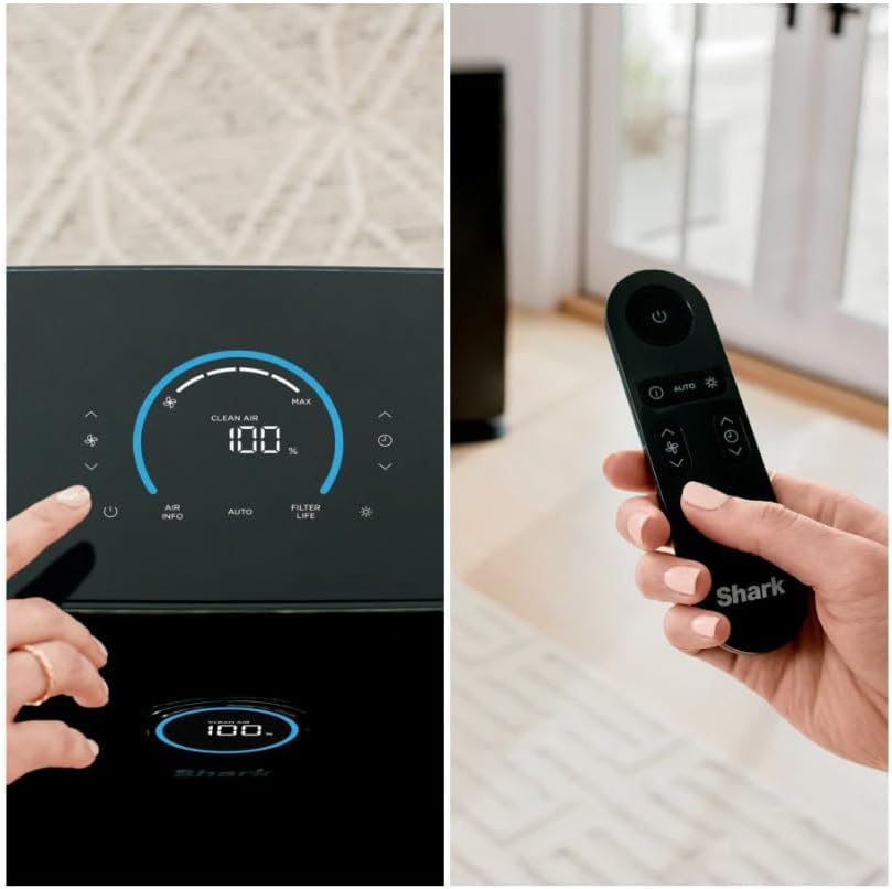 Shark HE601C Ultra- Fast and Ultra- Quiet Air Purifier with 6-Fan Airflow, Remote Control, Anti- Allergen Hepa Multi-Filter and Heightened Odor Protection (Charcoal)