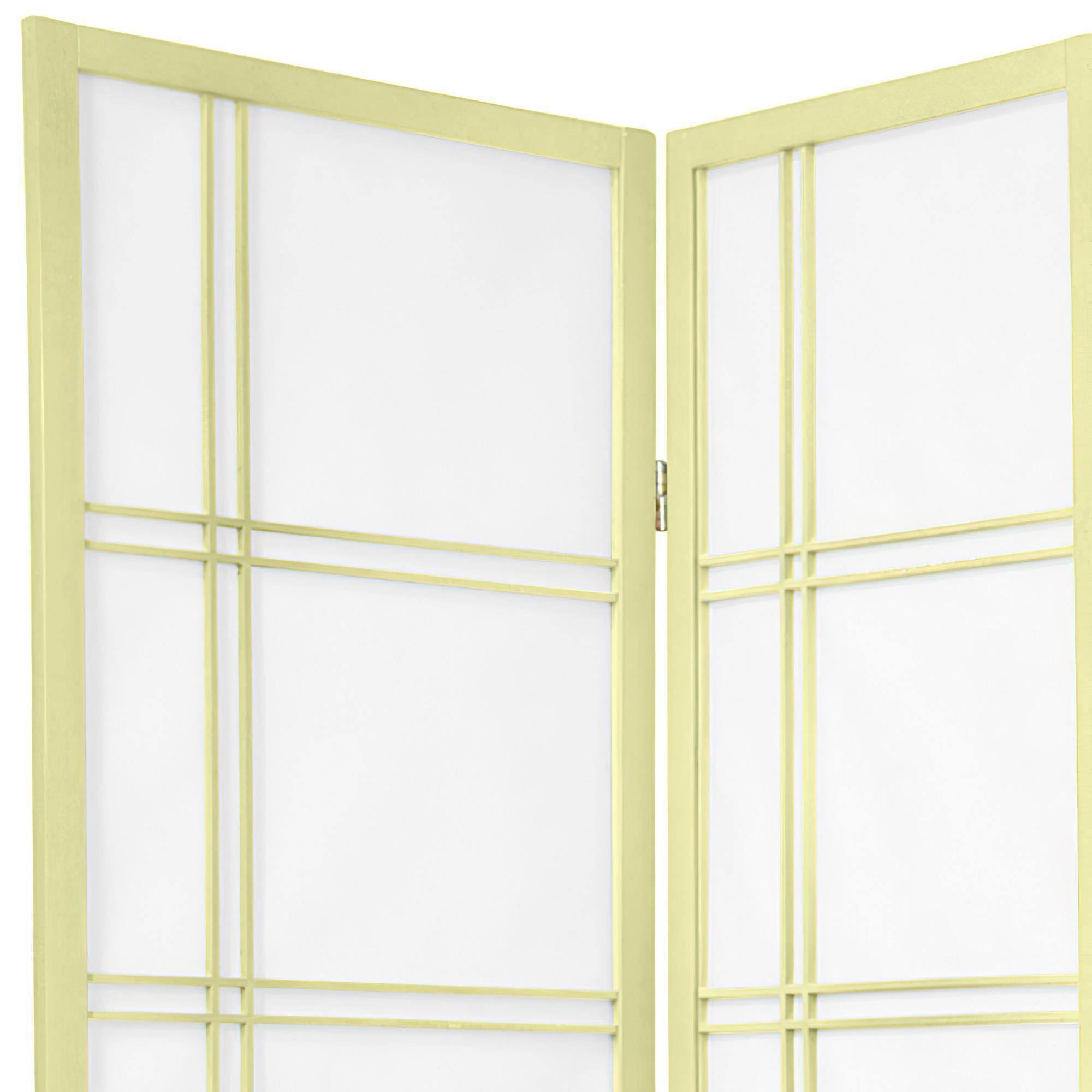 Oriental Furniture 6 ft. Tall Double Cross Shoji Screen - Special Edition - 5 Panel - Ivory
