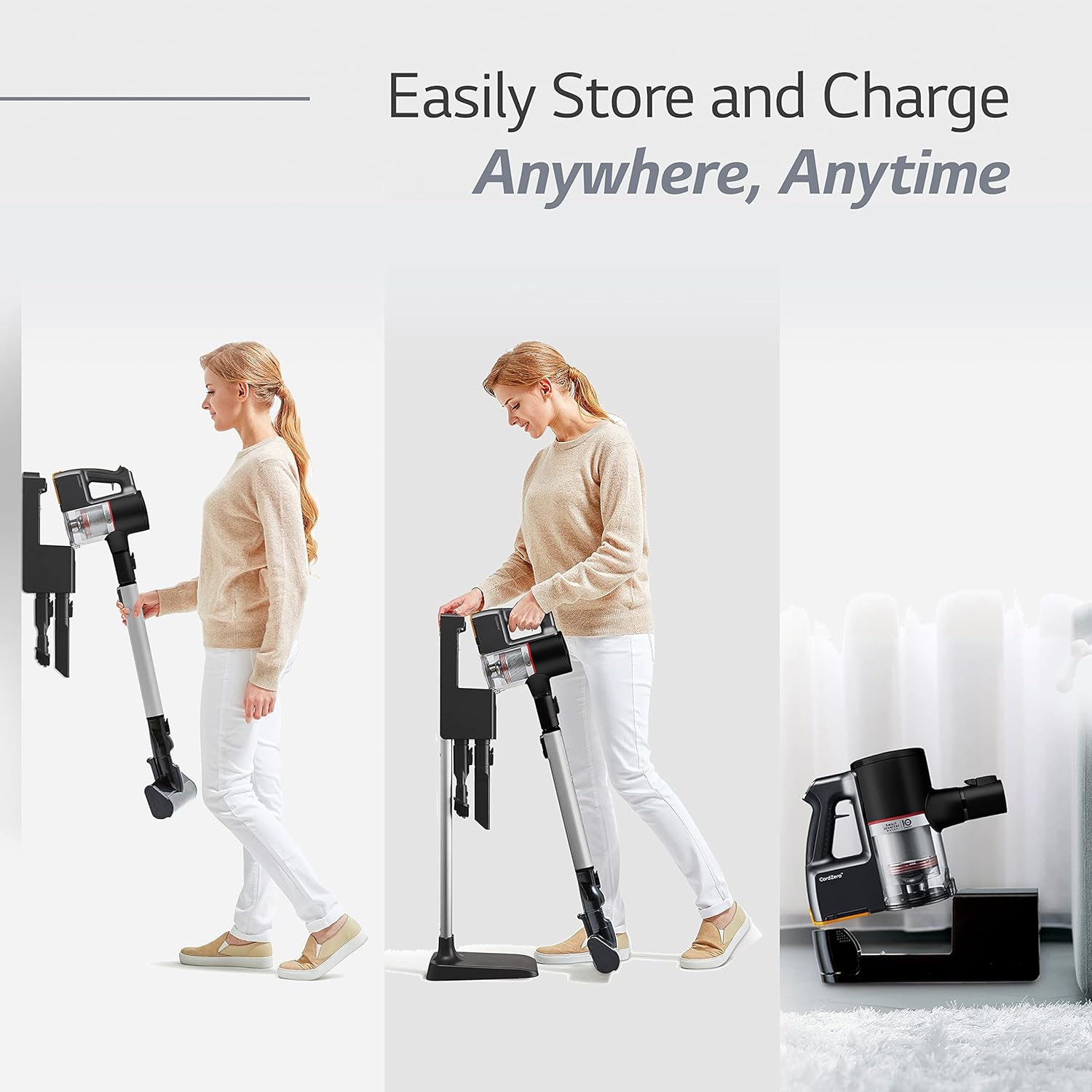 LG CordZero A9 Cordless Stick Vacuum Cleaner, Hard Floor, Carpet, Car, Pet Hair, Powerful Suction, Up to 50 Min Removable Battery, Lightweight, Handheld, A913BM, Matte Black