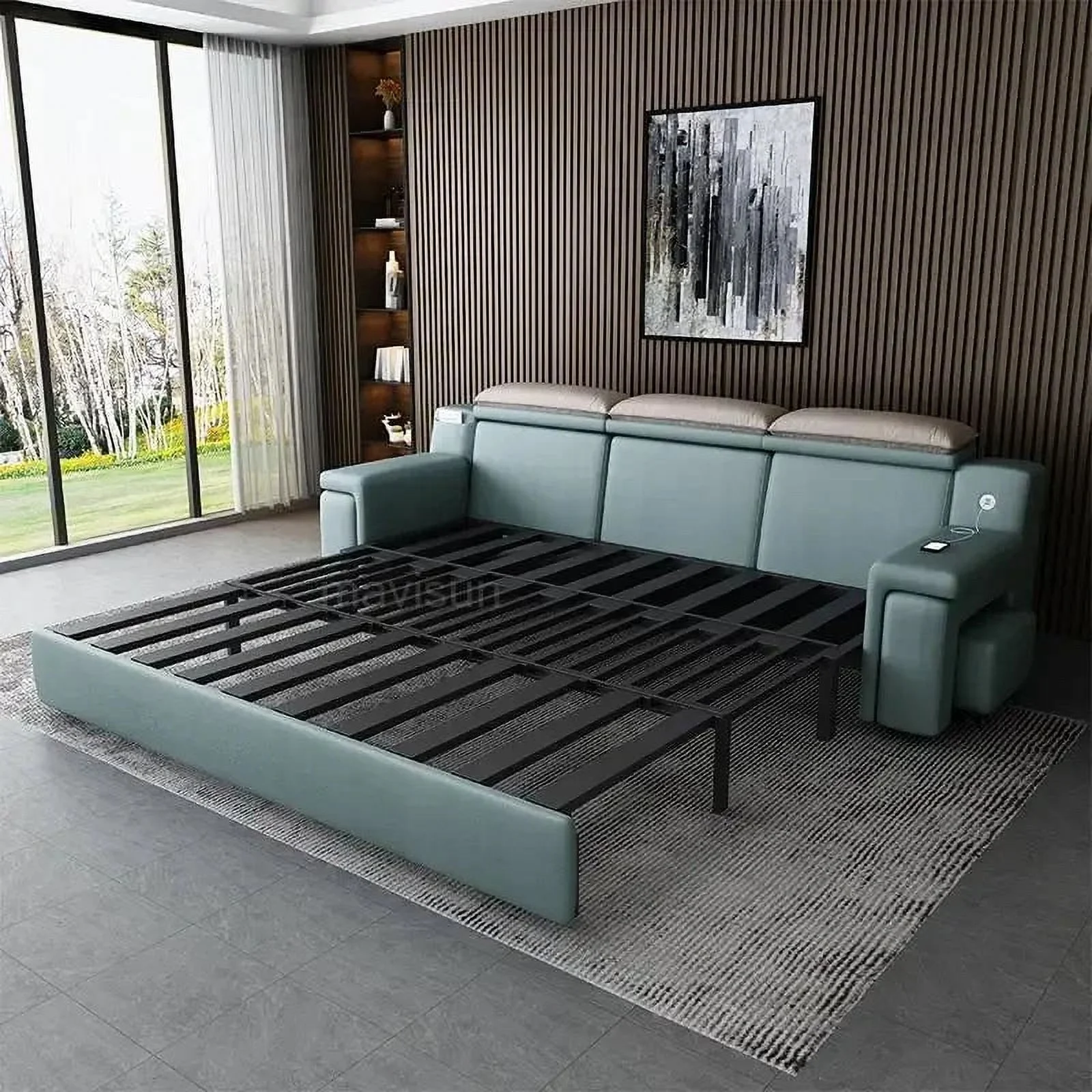 Modern Multifunctional Technology Cloth Sofa Bed Living Room Small Apartment Storage Folding Sofa Chaise Smart Home Furniture
