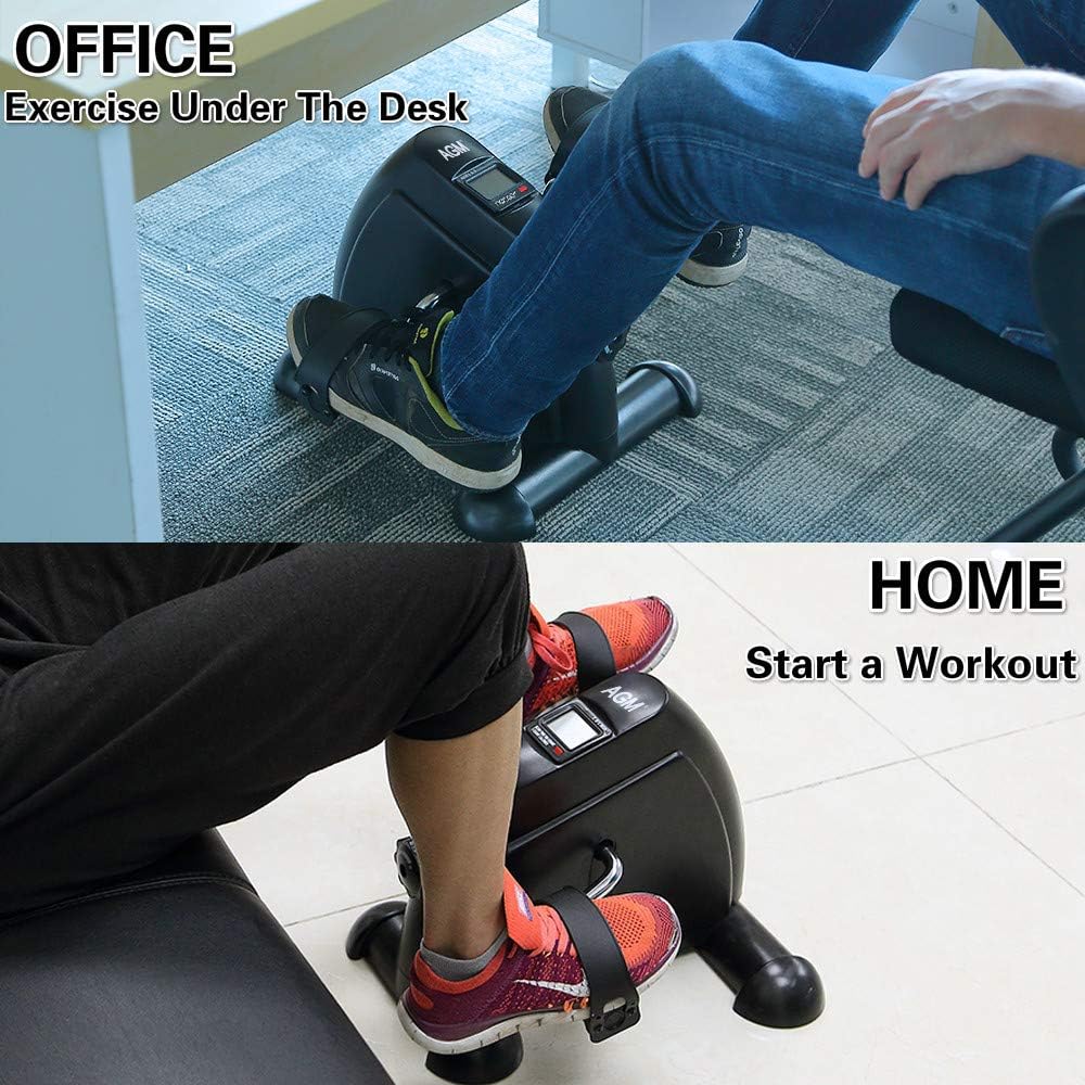 Mini Exercise Bike Pedal Exerciser Portable Cycle Arm and Leg Exerciser with LCD Display Pack of 2