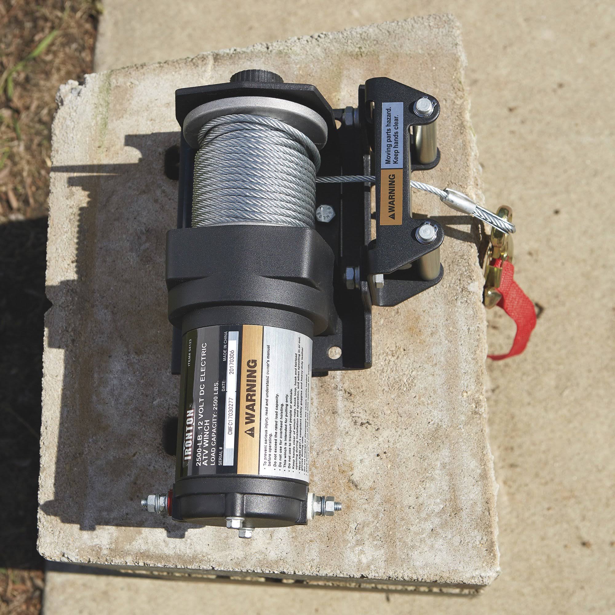 Ironton 12 Volt DC Powered Electric ATV Winch - 2,500-lb. Capacity, Steel Wire Rope 21601001