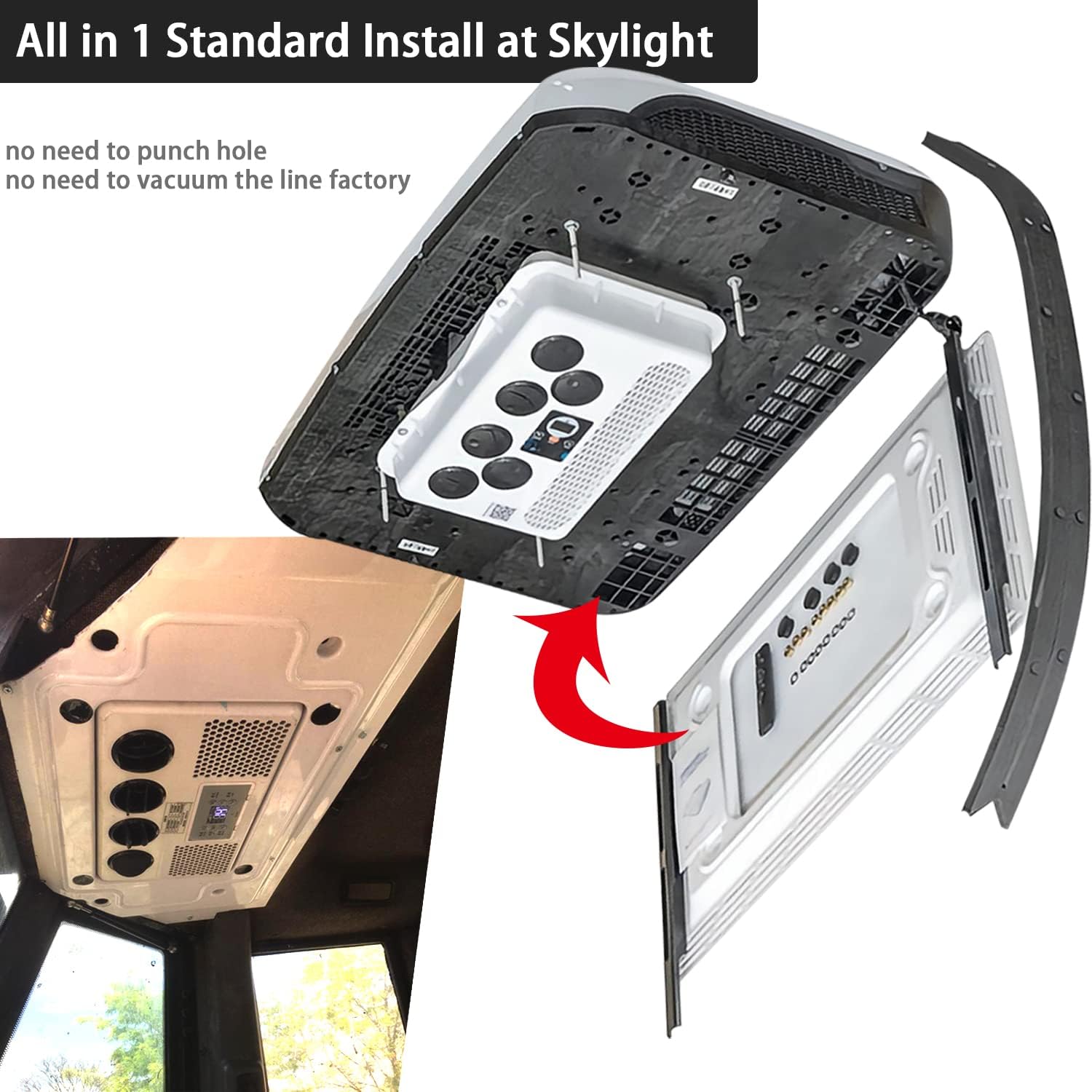 RV Rooftop Air Conditioner 12 Volt, Treeligo Electric Drive Ultra-thin AC Unit Non-Ducted -Quiet AC - Cooling Only For Car RV Truck Camper 13500BTU