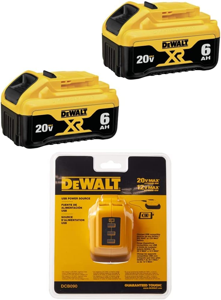 DEWALT 20V MAX Battery, Premium 6.0Ah Double Pack (DCB206-2)