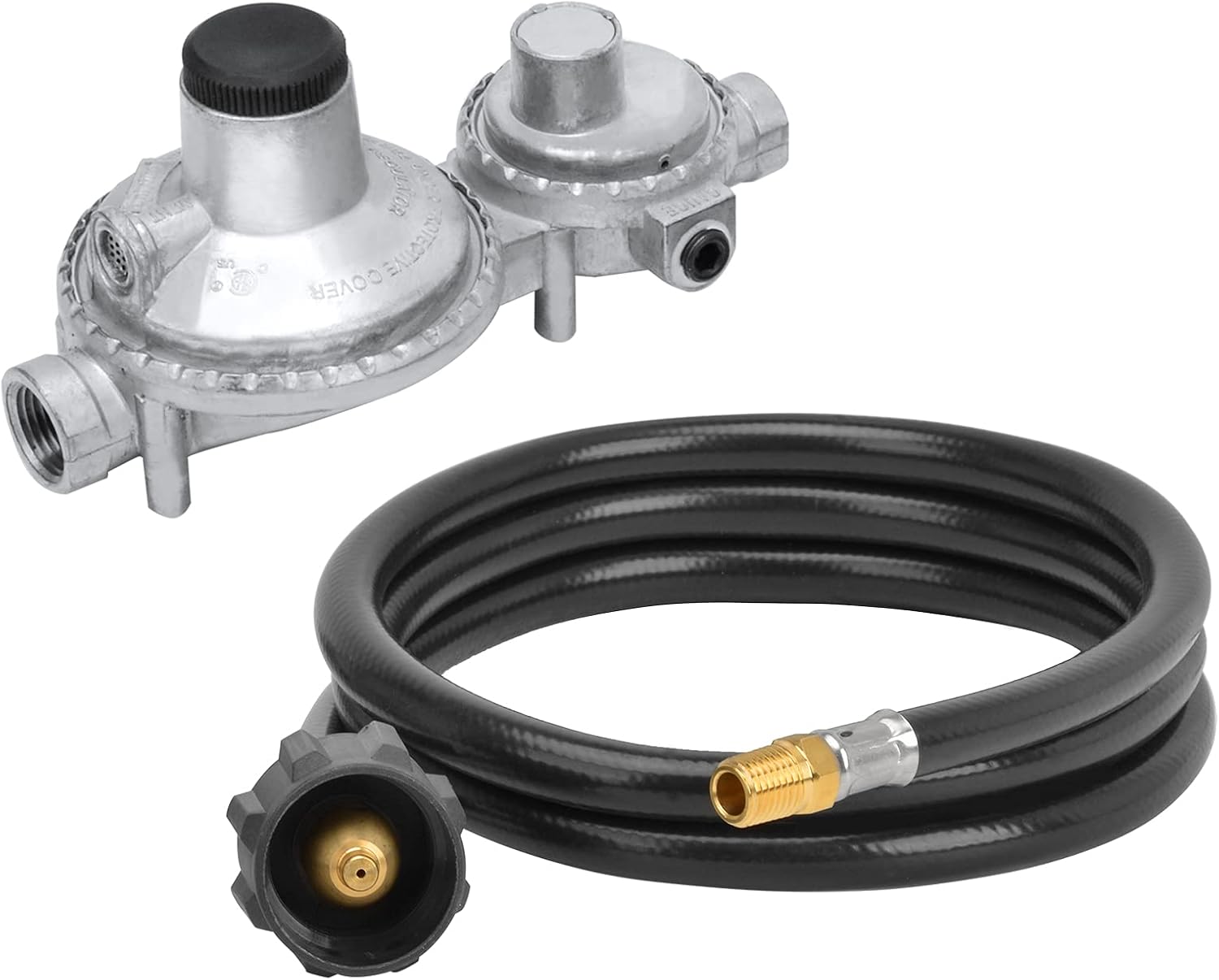 only fire Vertical Two Stage Propane Regulator for Propane Tank, 1/4" Female NPT Inlet and 3/8" Female NPT Outlet
