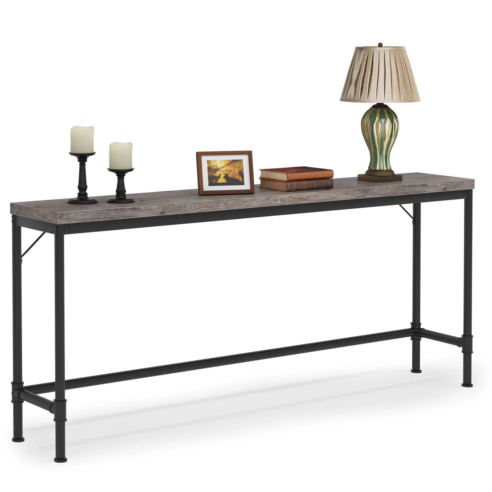 Tribesigns 70.9" Console Table, Behind Sofa Couch Long Hallway Entryway Table for Living Room, Grey