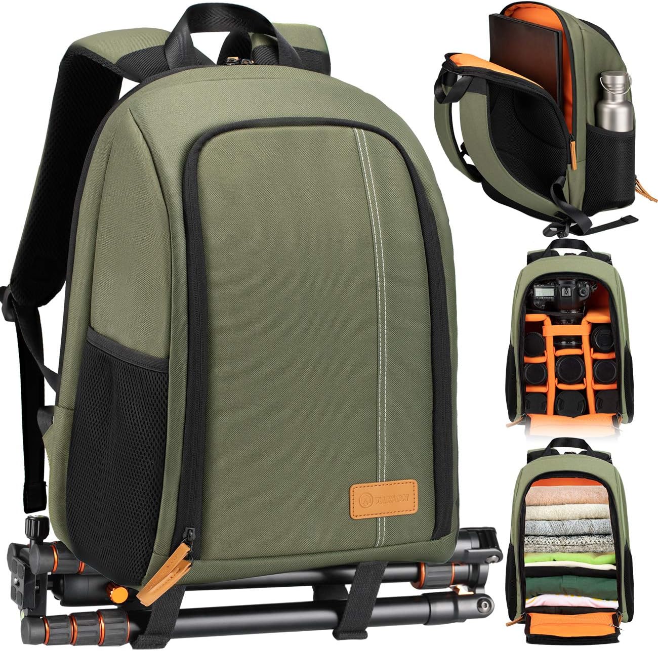 TARION Camera Backpack Waterproof Camera Bag Large Capacity Camera Case Photography Backpack with 15 Inch Laptop Compartment Rain Cover for Men Women Photographer DSLR SLR Cameras Lens Tripod
