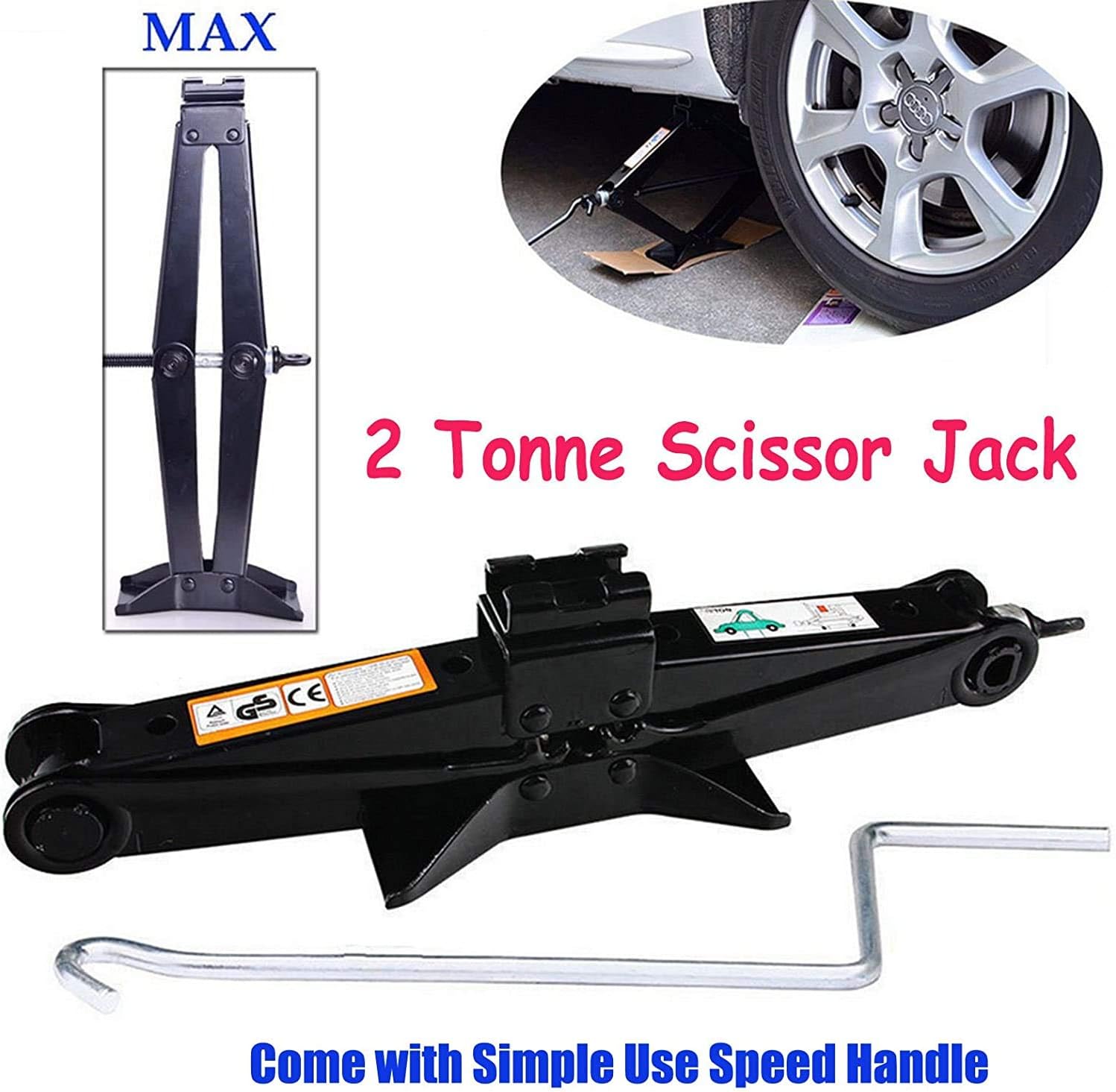 Spare Tire Tool OEM for Dodge Ram 1500 2002 to 2015 and 2 Ton Scissor Jack Wheel Tools Set 3-Y Guarantee) Pack of 2