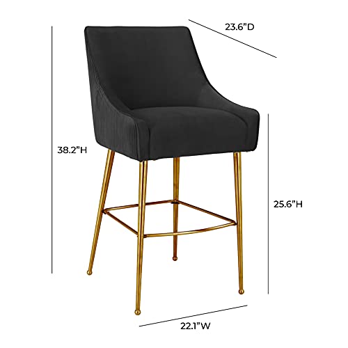 Tov Furniture Beatrix Pleated Velvet Dining Counter Stool