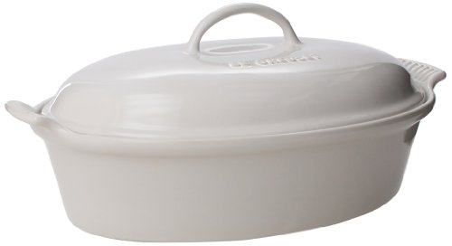 Le Creuset Stoneware Heritage Covered Oval Casserole, 4 qt. (14"), White