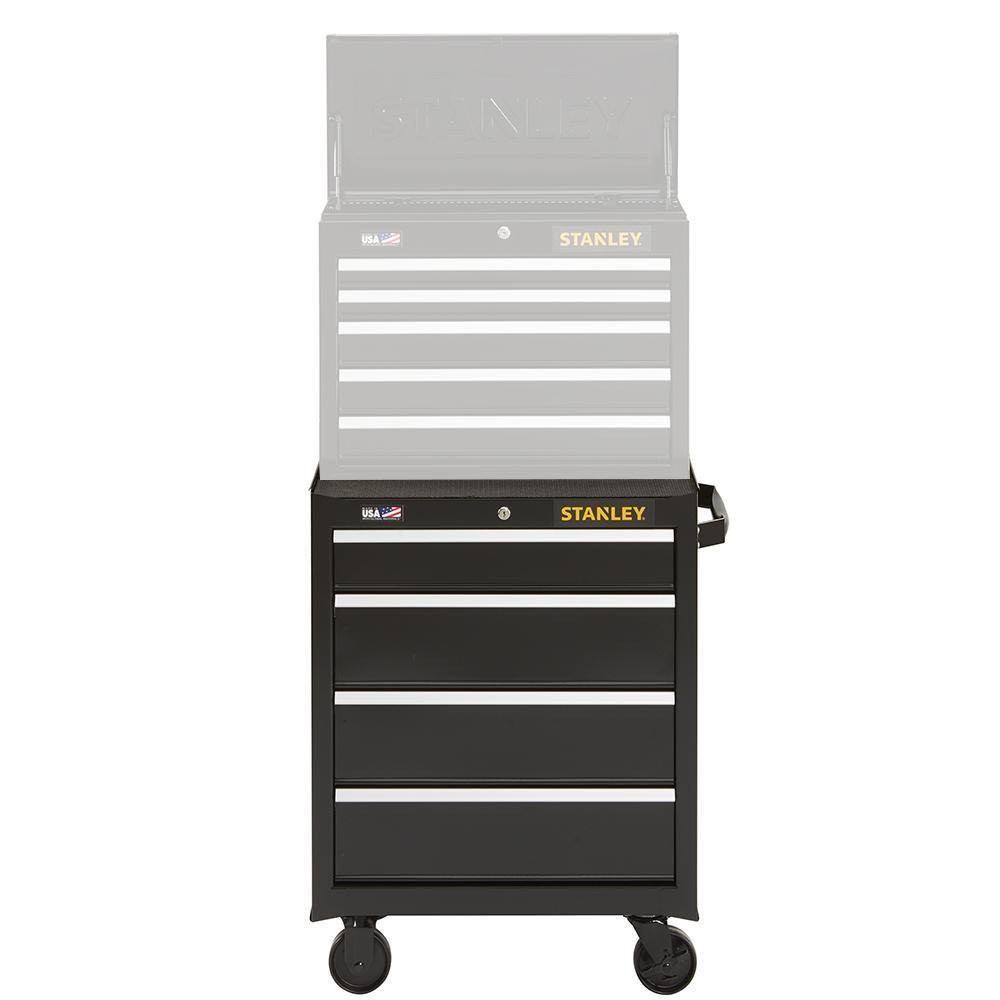 Stanley Products 300 Series Rolling Tool Cabinet, 26 in, 4-Drawer, Black STST22744BK