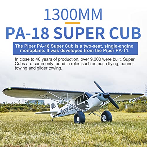 Fms Rc Airplanes for Adults Remote Control Airplane 1300MM (52") Piper PA-18 Super CUB with Reflex V3 6 Channel RTF Rc Planes for Beginners Ready to Fly (Including Transmitter,Receiver,Charger)