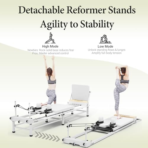 PAETA Pilates Reformer, 91" Foldable Reformer Pilates Machine with Adjustable Reformer Heights, Pilates Equipment with Piano Wire Spings and Jump Boards