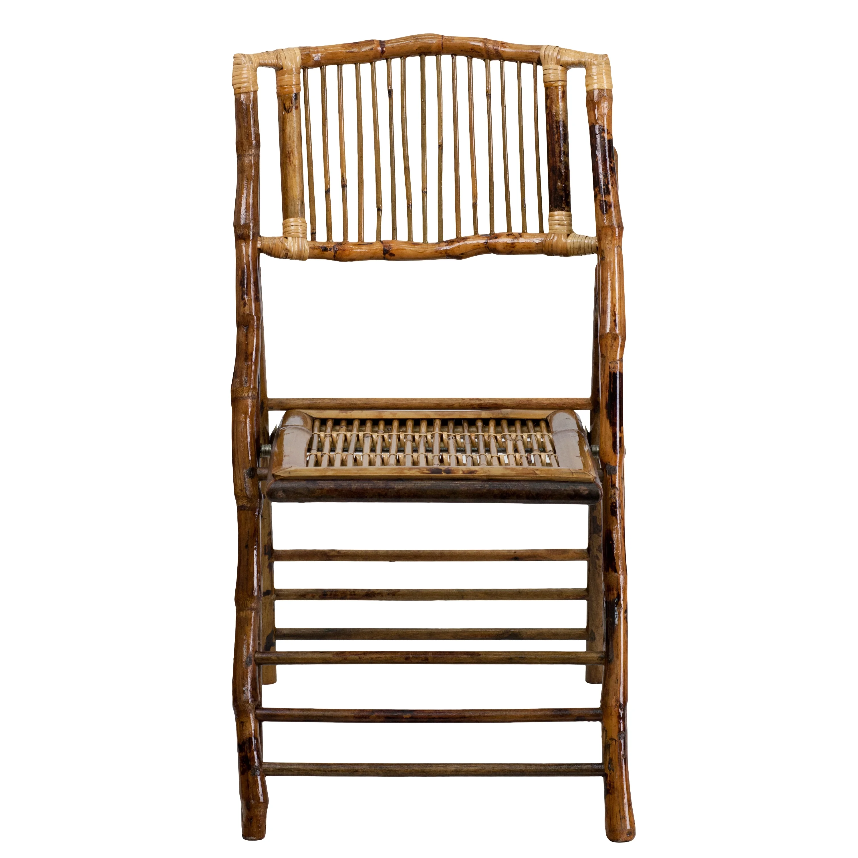 Emma + Oliver 4 Pack Bamboo Wood Folding Chair - Event Folding Chair - Commercial Folding Chair