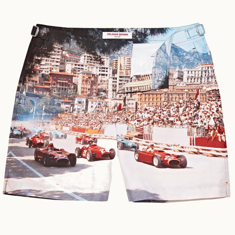 Men&s Orlebar Brown Bulldog Photographic Swim Trunks, Size 28 - Blue