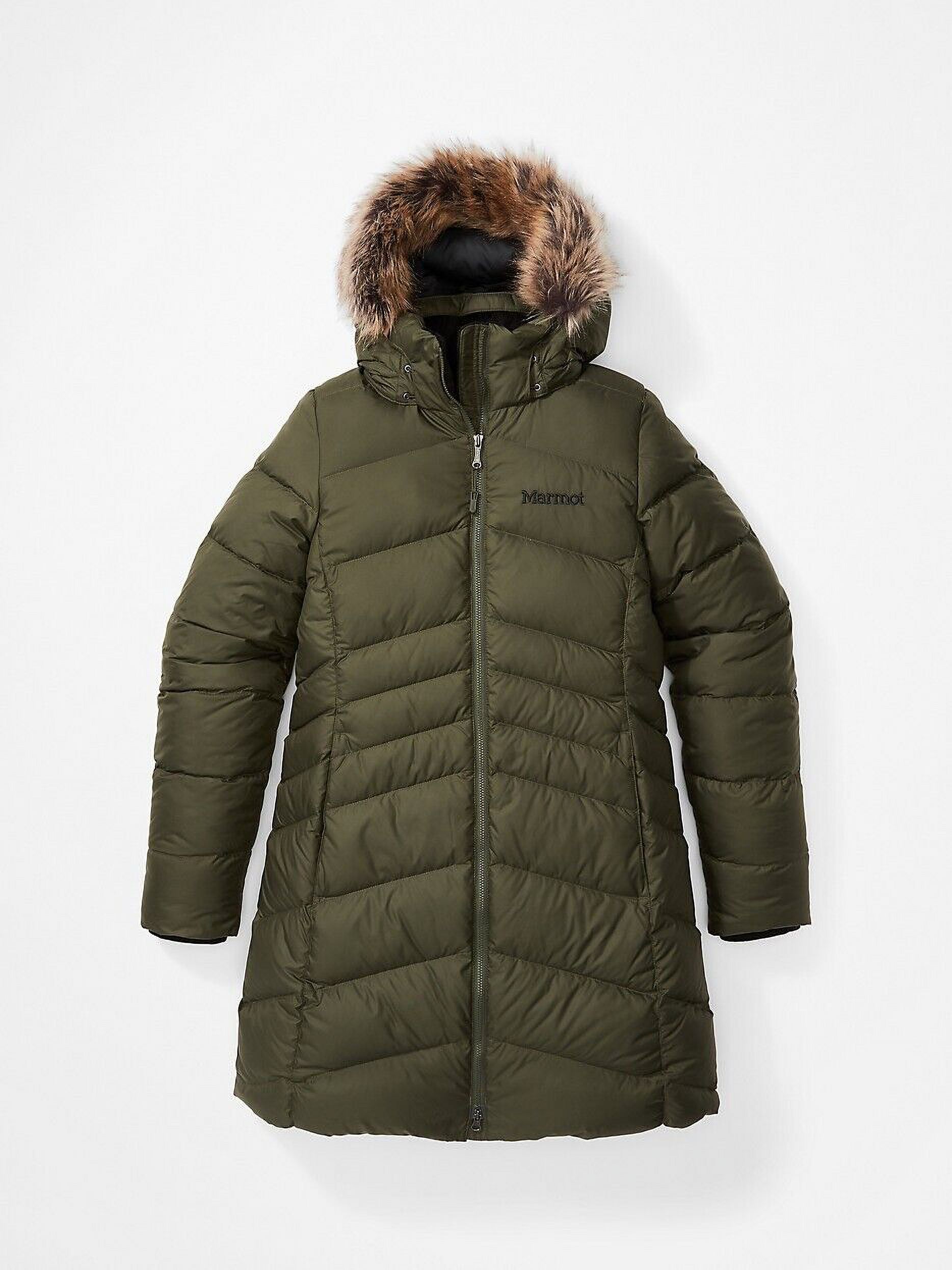 MARMOT Women's Montreal Hooded Faux-Fur-Trim Coat Olive Green Size XL MSRP $300
